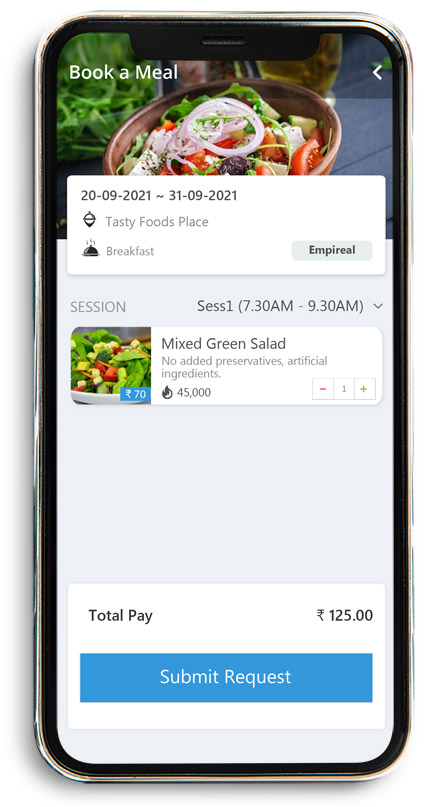 screenshot of eFACiLiTY Cafeteria Management System